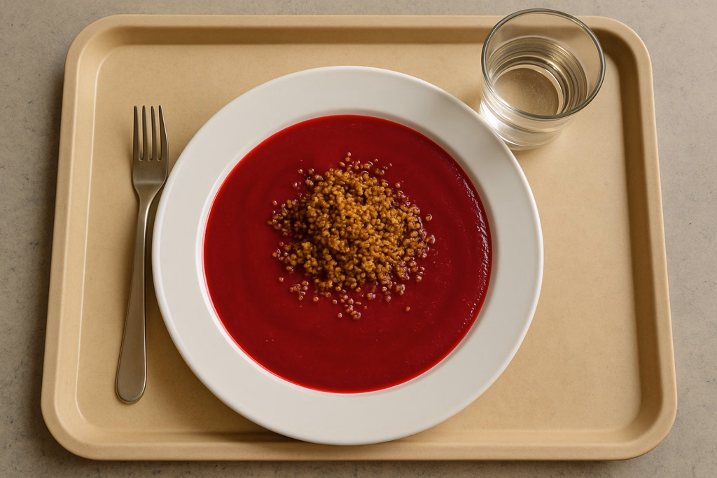 Rote Bete-Apfelsuppe mit gerösteten Quinoa (AI Generated)