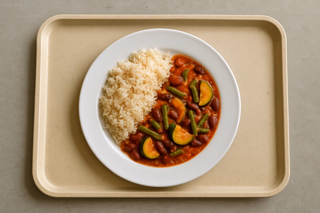 mensaVital: Bohnen - Zucchini - Chili mit Basmatireis (AI Generated)