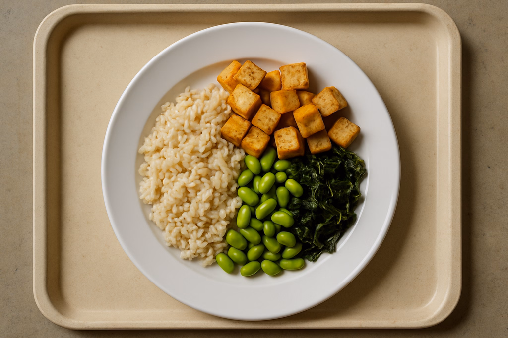Protein Bowl mit Tofu, Edamame & Seealgen Fair Trade Basmati Reis (AI Generated)