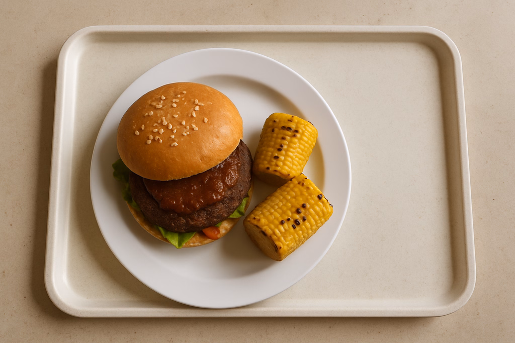 American Vegan - BBQ-Burger mit gegrilltem Mais (AI Generated)