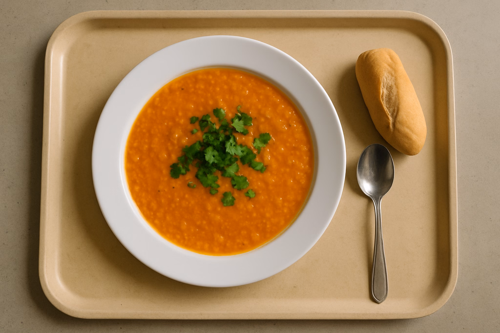 Pikante Indische rote Linsensuppe mit frischen Koriander (AI Generated)