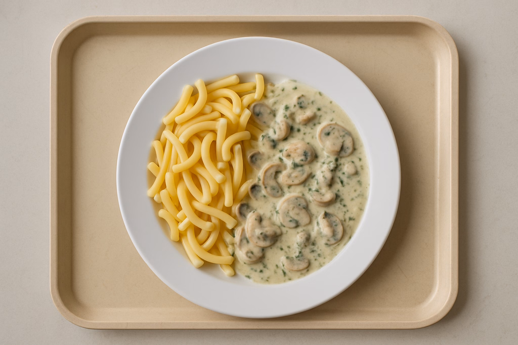 Makkaroni mit Champignons in Kräuterrahmsoße (AI Generated)
