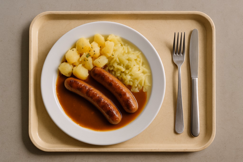Ein Paar Bratwürste mit Bratensoße (AI Generated)