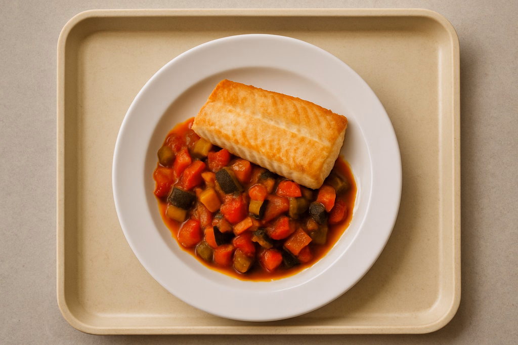 Seelachsfilet auf Ratatouillegemüse (AI Generated)