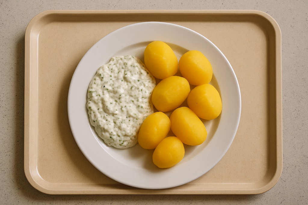 Salzkartoffeln mit hausgemachtem Kräuterquark (AI Generated)
