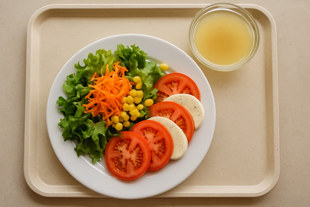 Sommerlicher Salatteller mit Tomate und Mozzarella (AI Generated)
