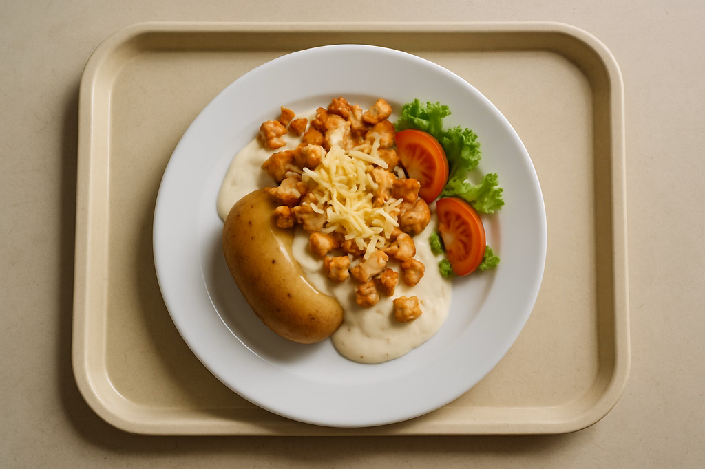 Ofenkartoffel mit Chicken - Cheese - Topping (AI Generated)