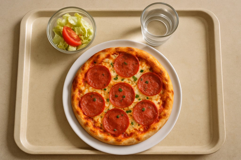 Pizza "Salame pikante" mit Käse & frischen italienischen Kräutern (AI Generated)