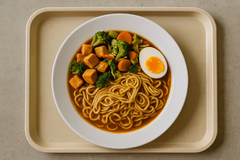 Miso Ramen mit Nudeln, Tofu Gemüse & Ei (AI Generated)