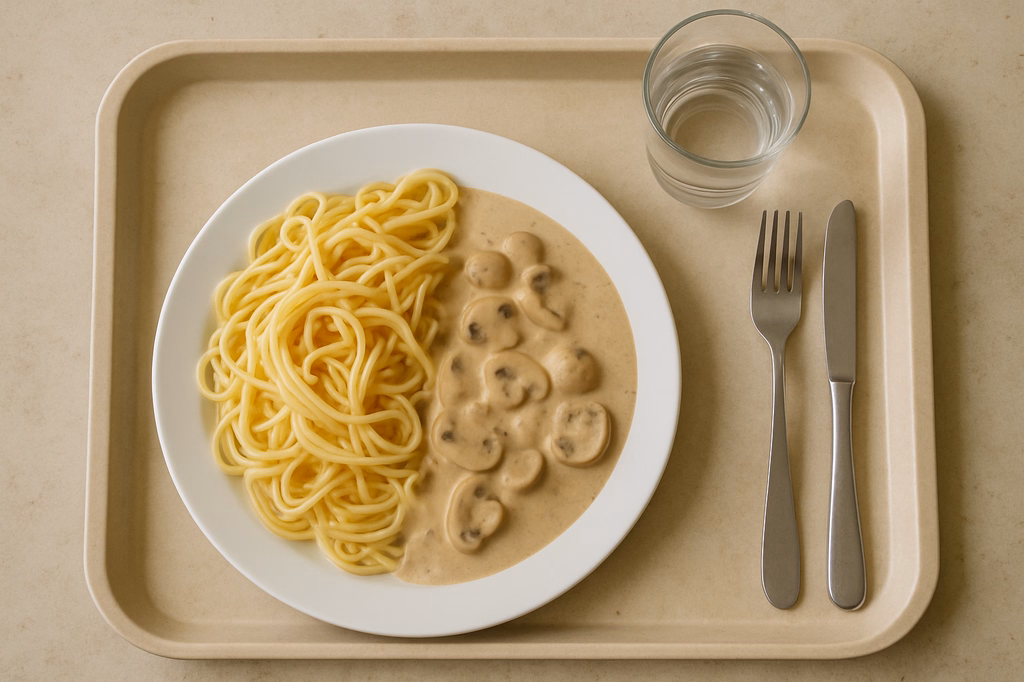 Spaghetti mit veganer Champignonrahmsoße (AI Generated)