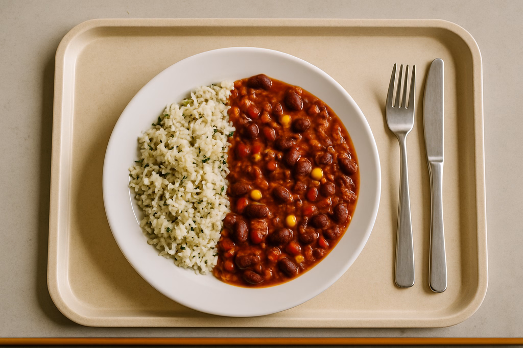 Chili sin carne "Texas Style" mit Kräuterreis (AI Generated)