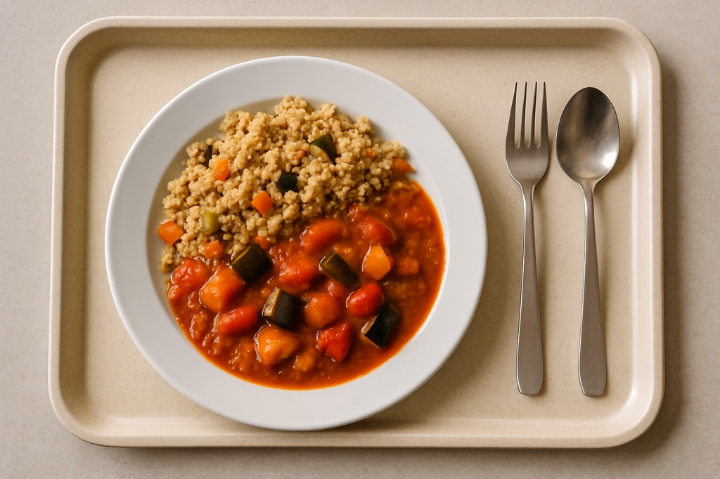 Vegane Bulgurpfanne mit Gemüse und orientalischem Tomatenragout (AI Generated)
