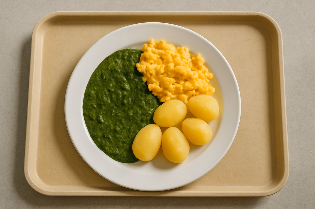 Rahmspinat mit Rührei Salzkartoffeln (AI Generated)