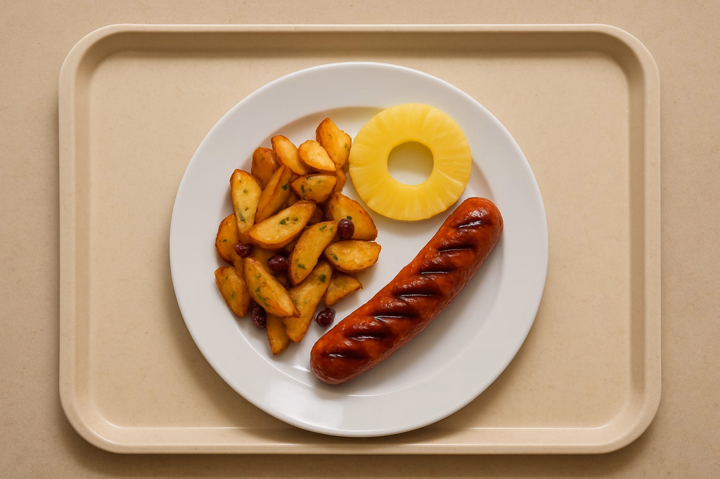 Beef Griller "american B.B.Q." mit Pineapple & Cranberries Wedges (AI Generated)