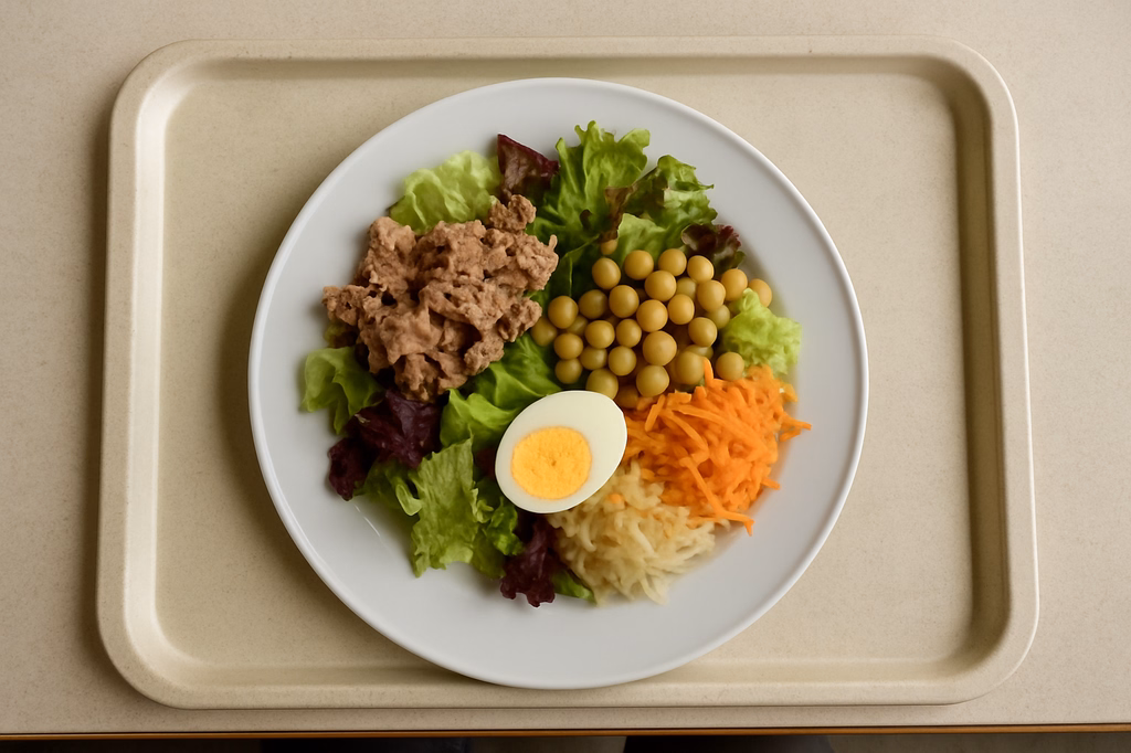 Winterlicher Salatteller mit Thunfisch, Kichererbsen und Ei (AI Generated)