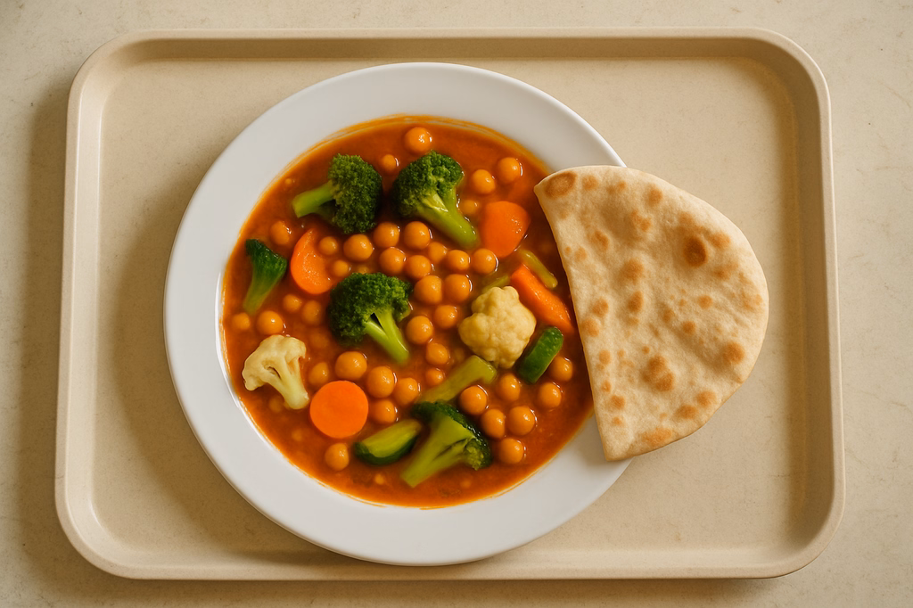 Hot Pot "Spicy Masala" mit frischem Gemüse & Kichererbsen mit Fladenbrot (AI Generated)