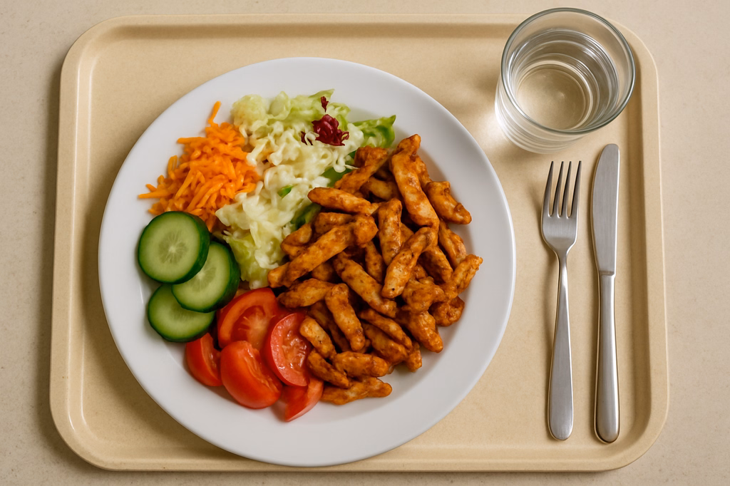 Sommerlicher Salatteller mit Hähnchnebrust "Gyros Style" (AI Generated)
