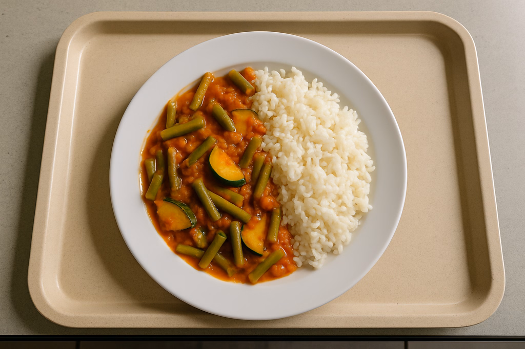 mensaVital: Bohnen - Zucchini - Ragout mit Reis (AI Generated)