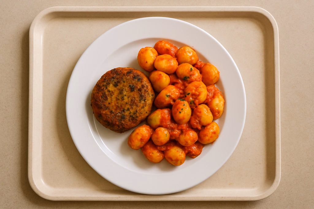Gemüsefrikadelle mit mit Ajvar Schwenkkartoffeln (AI Generated)