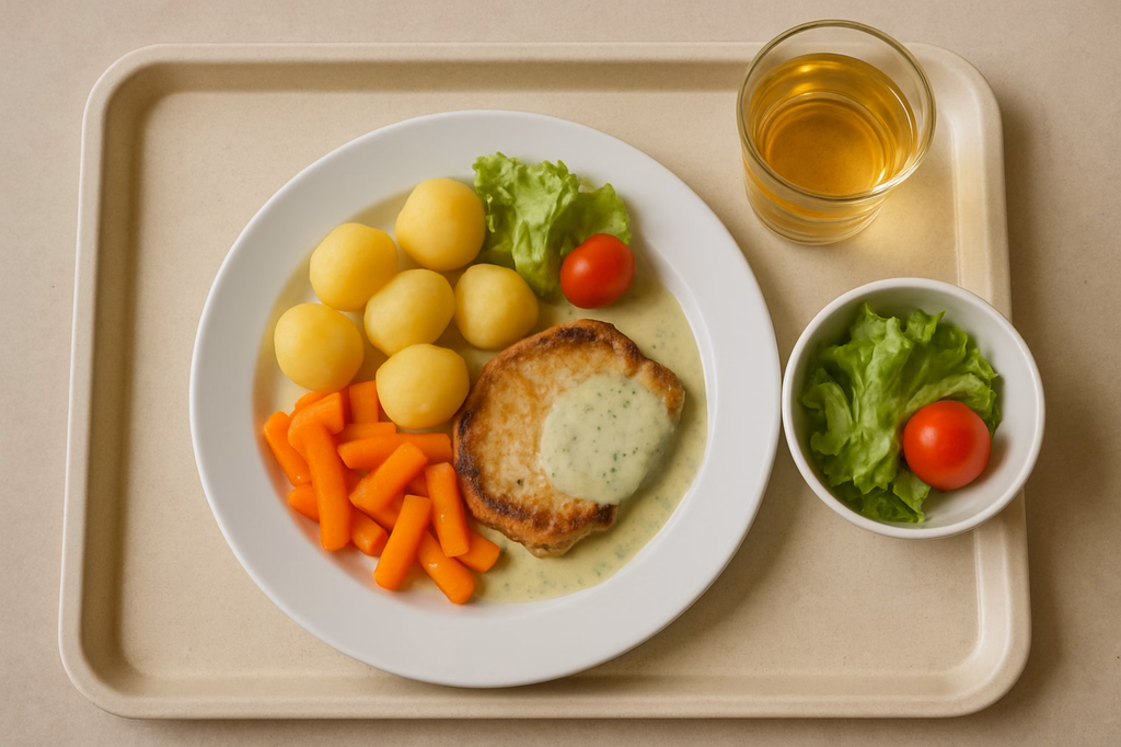 Schweinerückensteak mit Kräuterrahmsoße (AI Generated)