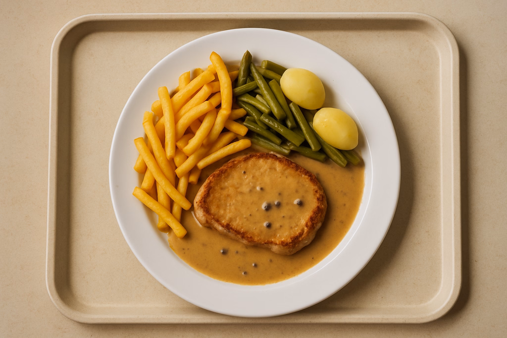 Schweinerückensteak mit Pfefferrahmsoße (AI Generated)