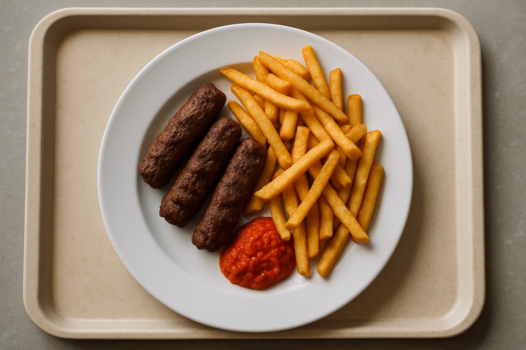 Cevapcici vom Rind mit Ajvar Super Crunch Pommes frites (AI Generated)