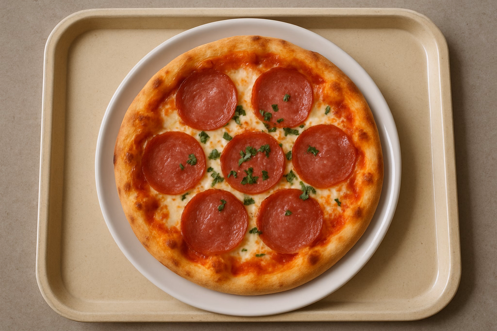 Pizza "Salami Finocchiona" mit Mozzarella & frischen italienischen Kräutern (AI Generated)
