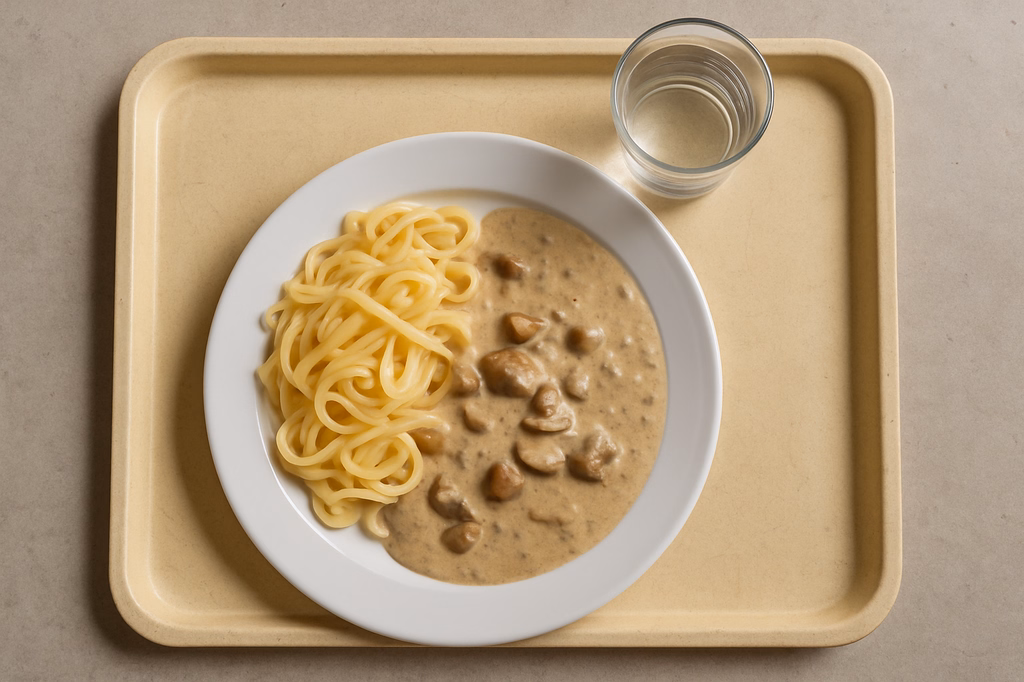 Pasta mit Steinpilzsahnesoße an Steinpilzrahmsoße (AI Generated)