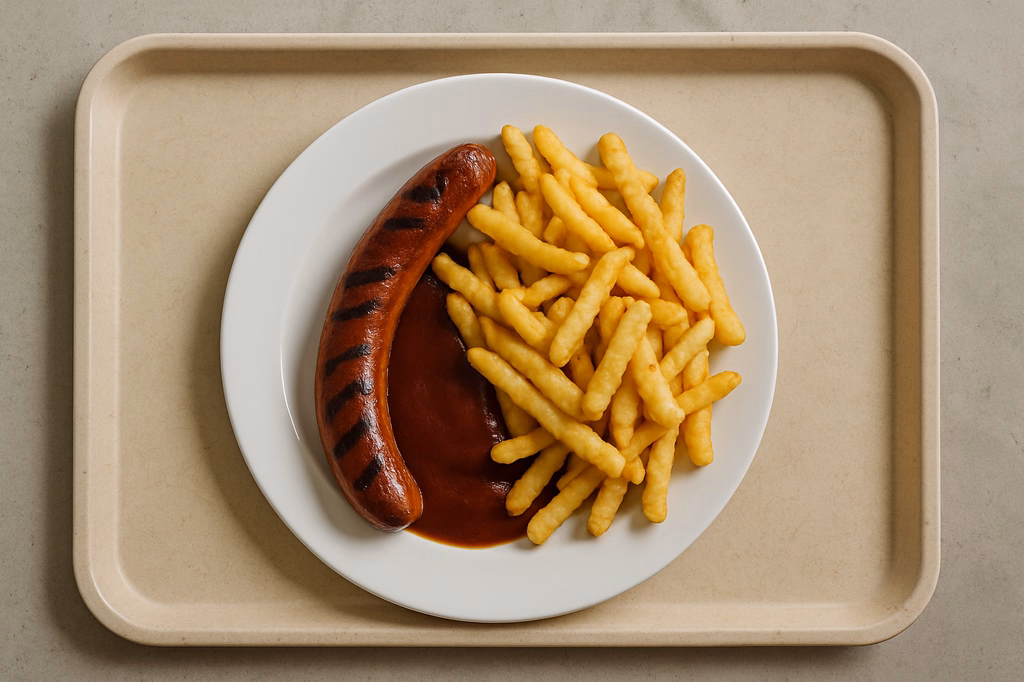 B.B.Q. Grillwurst mit mit Super Crunch Pommes frites (AI Generated)