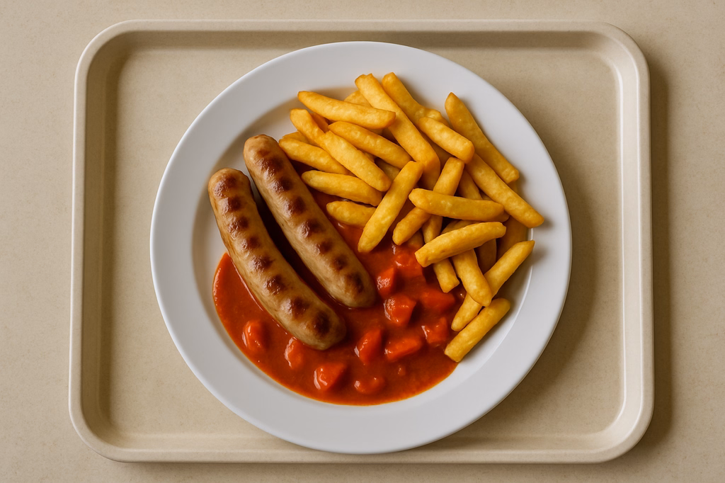Paar fränkische Bratwurst dazu Paprikasoße Steakhouse Pommes (AI Generated)