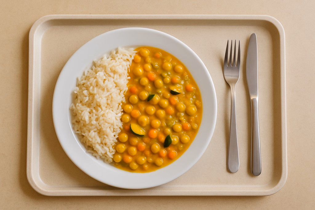 mensaVital: Kichererbsen - Gemüse - Curry mit Basmatireis (AI Generated)