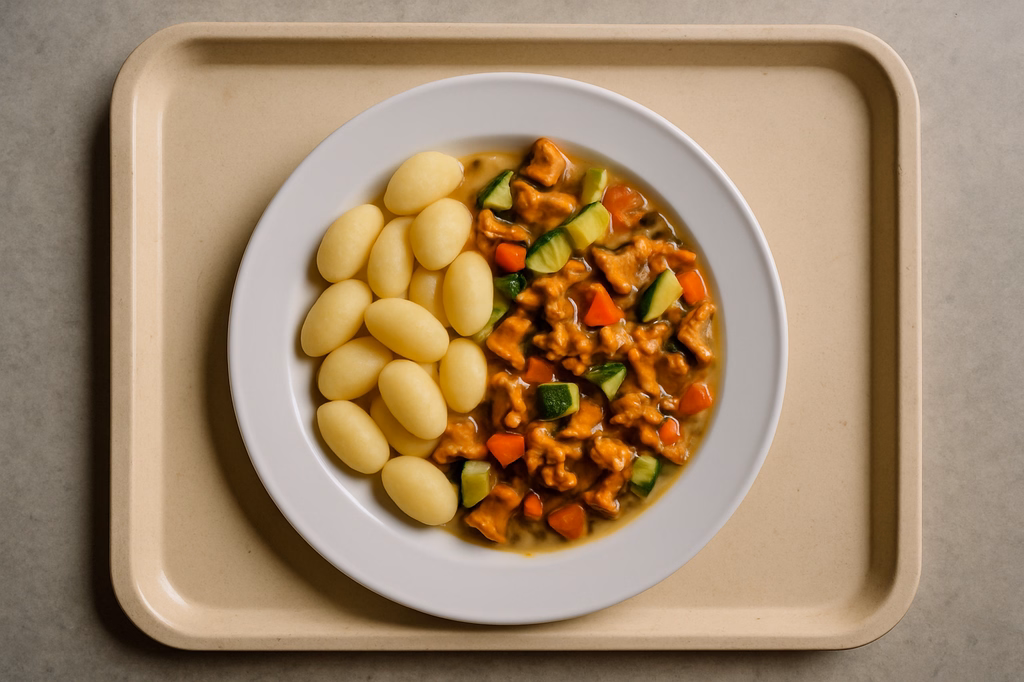 Kartoffelgnocchi mit Gemüse - Pfifferlingragout - Vegan möglich (AI Generated)