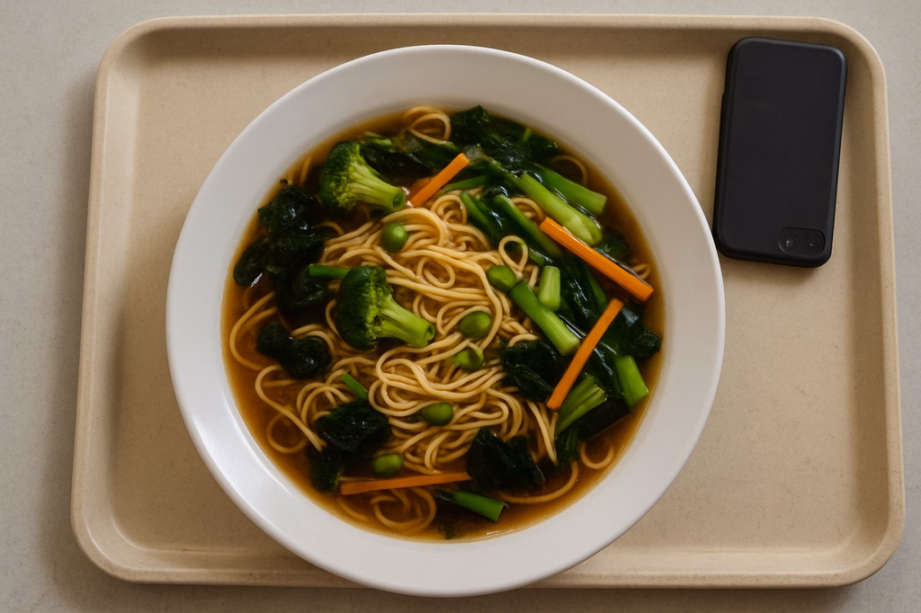 Asiatische Nudelsuppe mit Algen & frischem Gemüse (AI Generated)