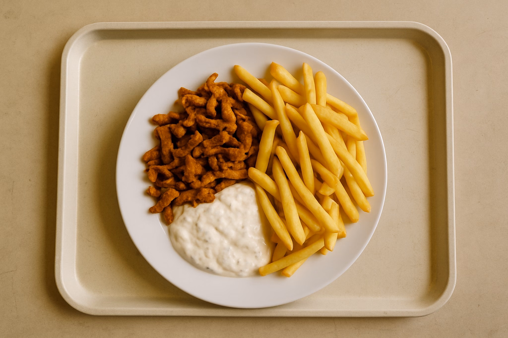 mensaVital: Sojagyros mit Tsatsiki und Pommes Frites (AI Generated)