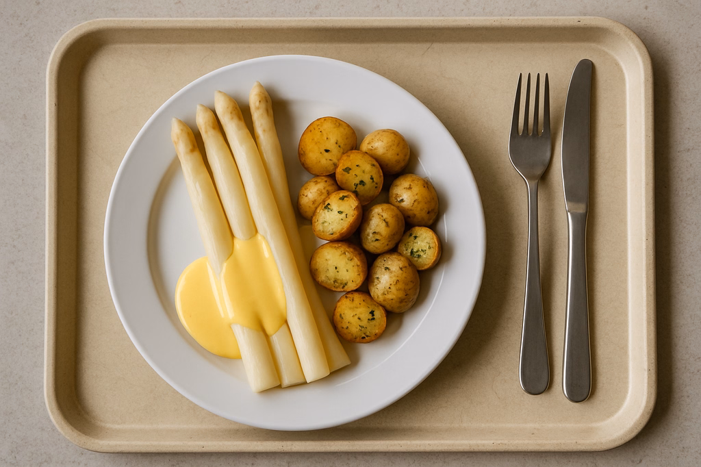 Frischer Spargel vom fränkischen Spargelbauer Schwenkkartoffeln (AI Generated)