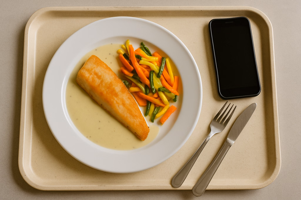 Seelachsfilet auf fränkischer Silvanersoße mit Gemüsestreifen (AI Generated)