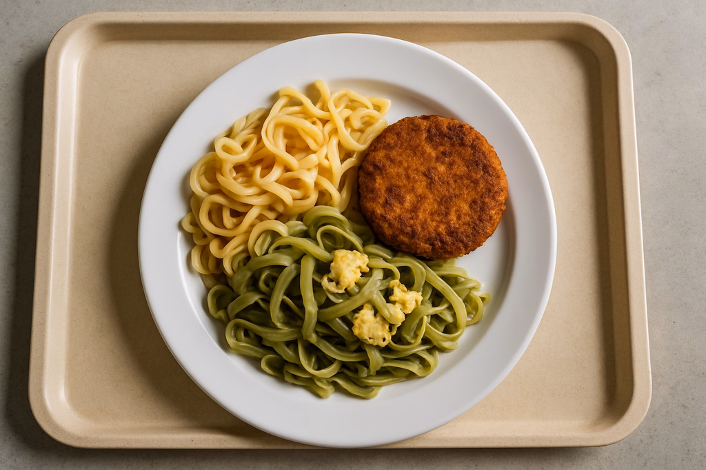 Süßkartoffel Amaranthbratling Nudeln Bärlauchnudeln mit Ei - Saison (AI Generated)