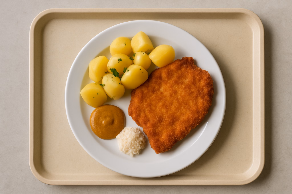 Schnitzel "Münchner Art" mit süßen Senf und Meerrettich (AI Generated)