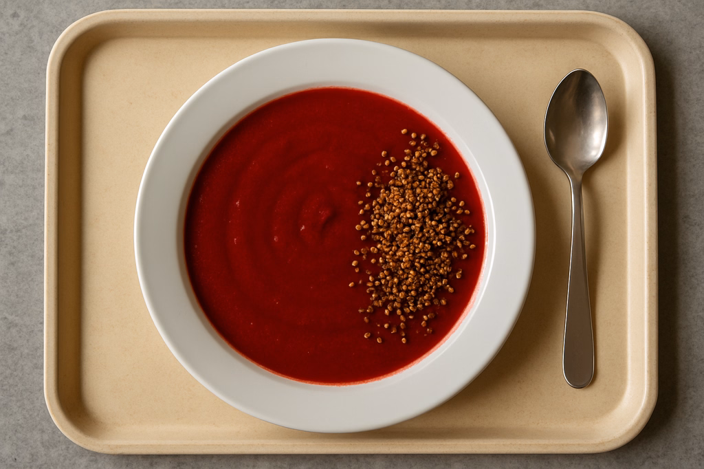 Rote Bete Apfelsuppe mit gerösteten Quinoa (AI Generated)