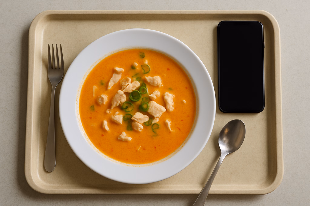 Thailändische "Tom Kha Gai" - sauer scharfe Kokossuppe mit Hähnchen (AI Generated)