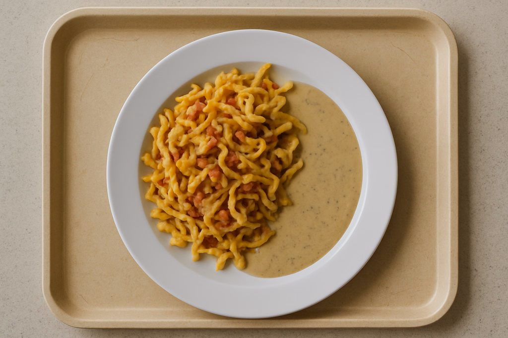 Krautspätzle mit Speck mit Pfefferrahmsoße (AI Generated)