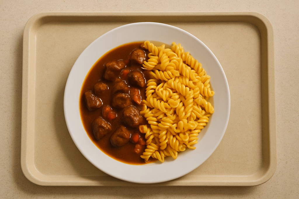 Ungarisches Rindergulasch mit Paprika Spiralnudeln (AI Generated)