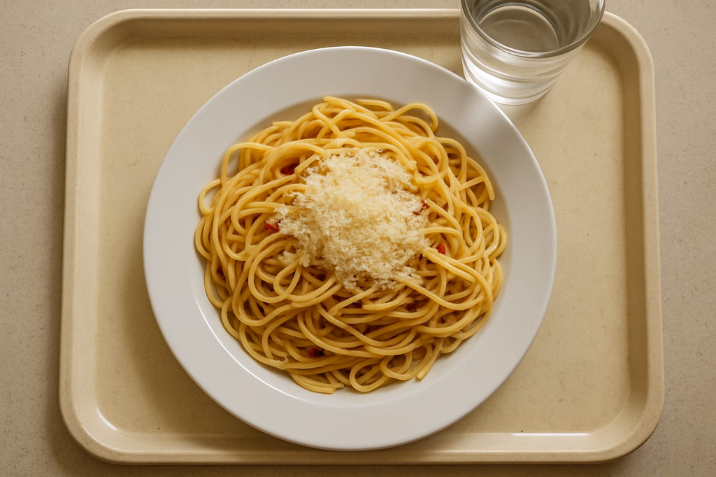 Spaghetti "Aglio Olio" mit geriebenen Grana Padano (AI Generated)