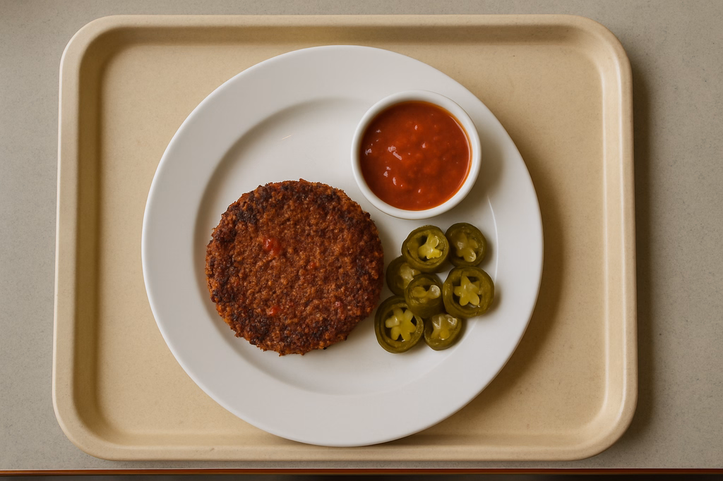 "Hot and Spicy" - Quinoa Chili Burger mit feurigen Jalapeños und Salsadip (AI Generated)