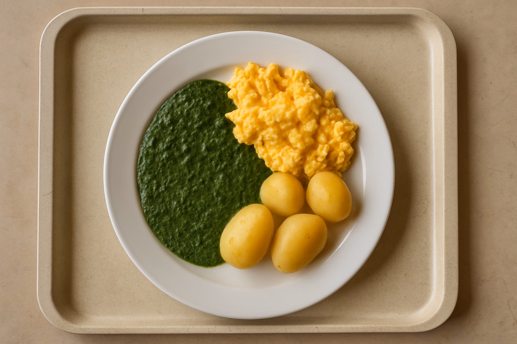 Rahmspinat mit Rührei Dampfkartoffeln (AI Generated)