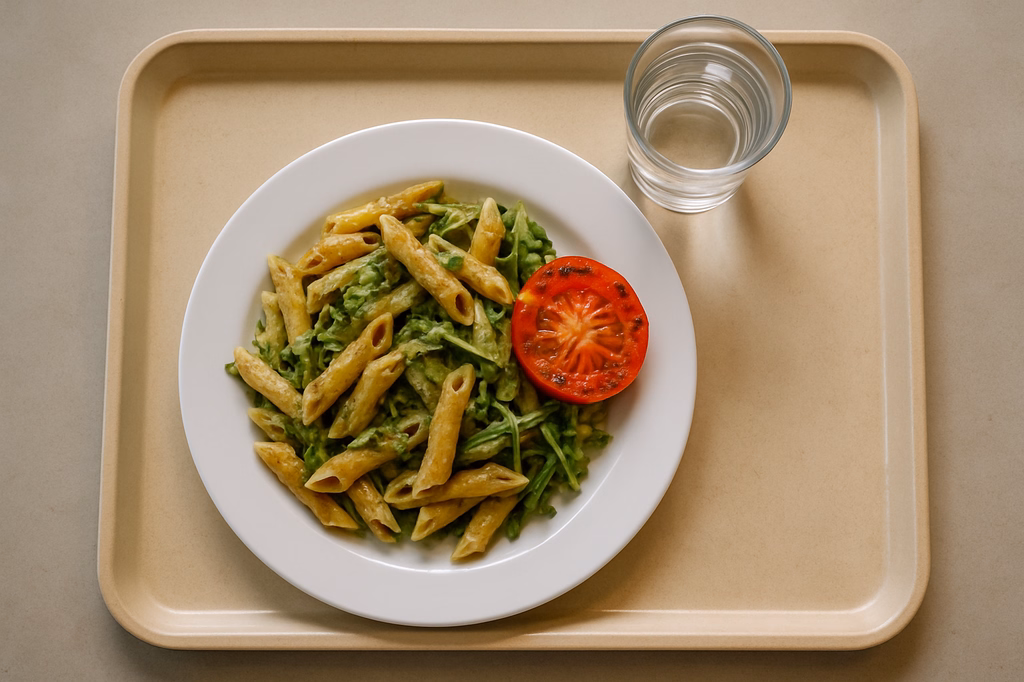 mensaVital: Penne mit Rucola - Nusspesto, Grilltomate (AI Generated)