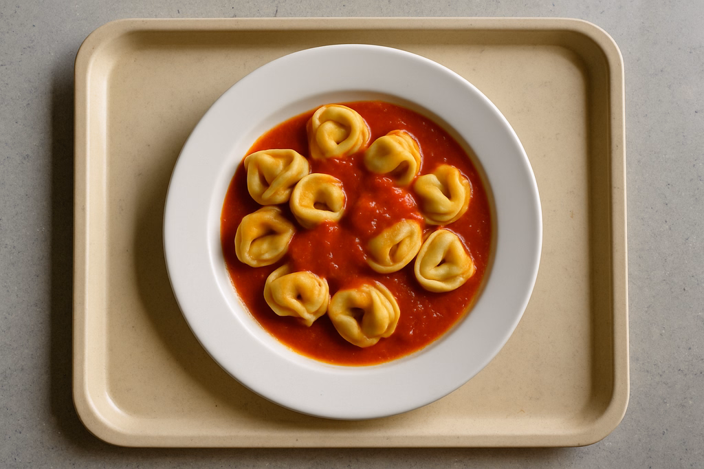 Vegane Tortelloni mit Gemüsefüllung mit Tomatensoße (AI Generated)