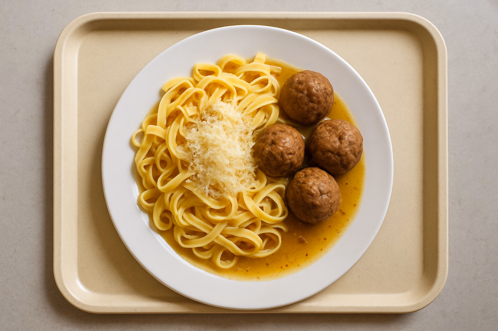 Pasta mit Hackbällchen & Grana Padano mit Lemon - Peppersoße (AI Generated)