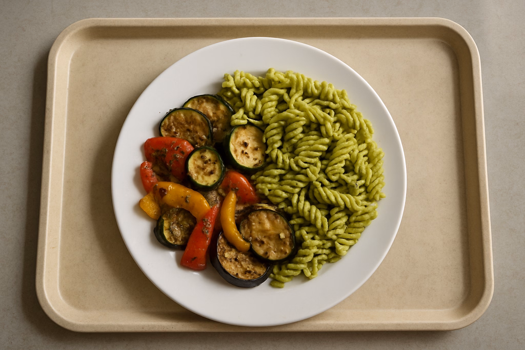 Mediterranes Grillgemüse mit Pestonudeln (AI Generated)