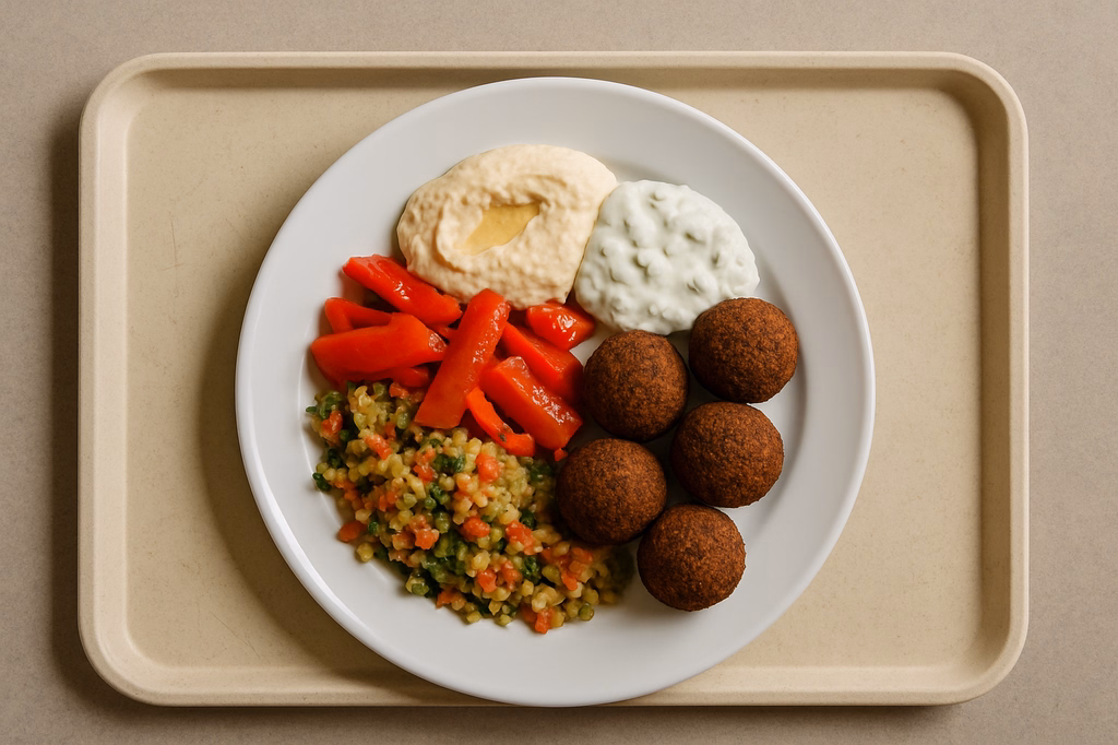 "Hatayli Mezze" Vorspeisenteller mit Falafelbällchen, Paprika, (AI Generated)